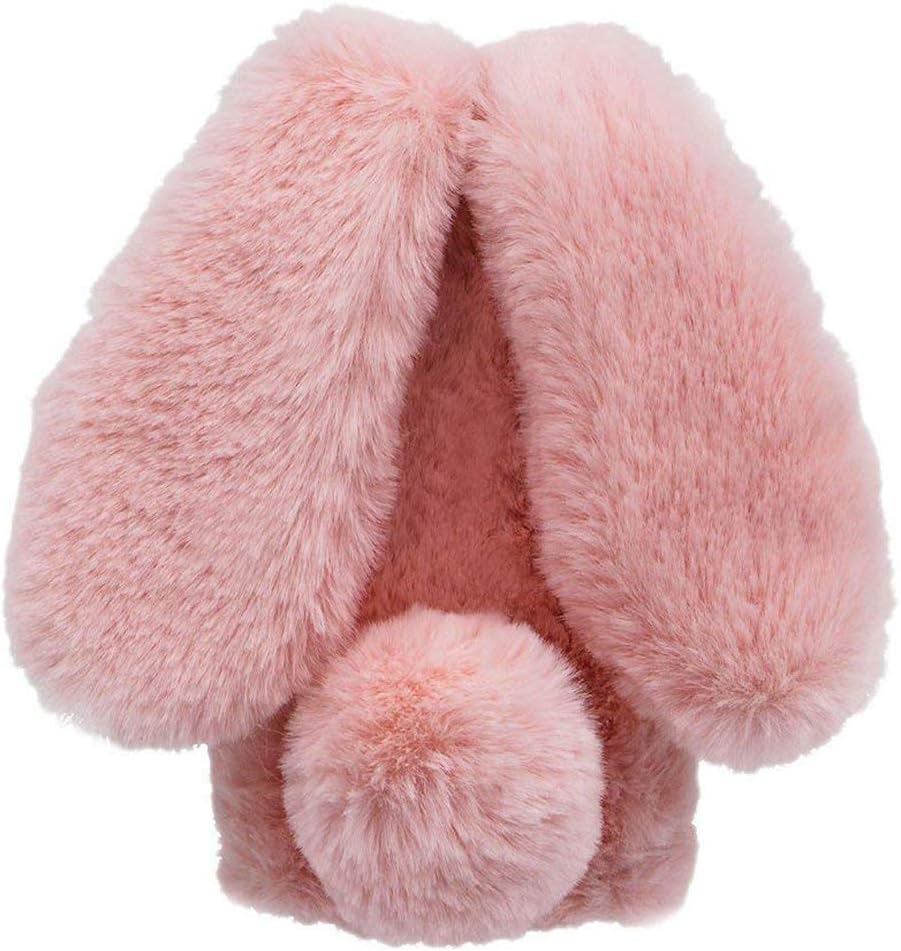 King phone Plush Rabbit Cover for iPhone XR Fluffy Rabbit Case Fashion Cute Case Bunny Ears Cover Super Soft Warm Furry Rabbit Shockproof Back Shell, Pink