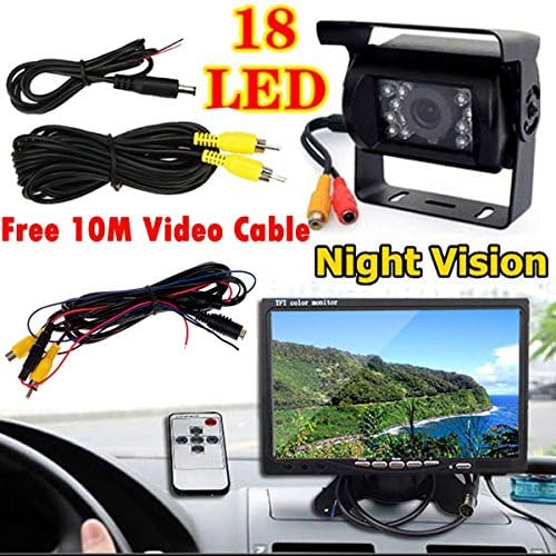 12V-24V Bus Truck Trailers Van Caravan Rear View Kit 7" LCD HD Monitor + 18LEDs IR Night Vision Waterproof Reversing Back up Camera