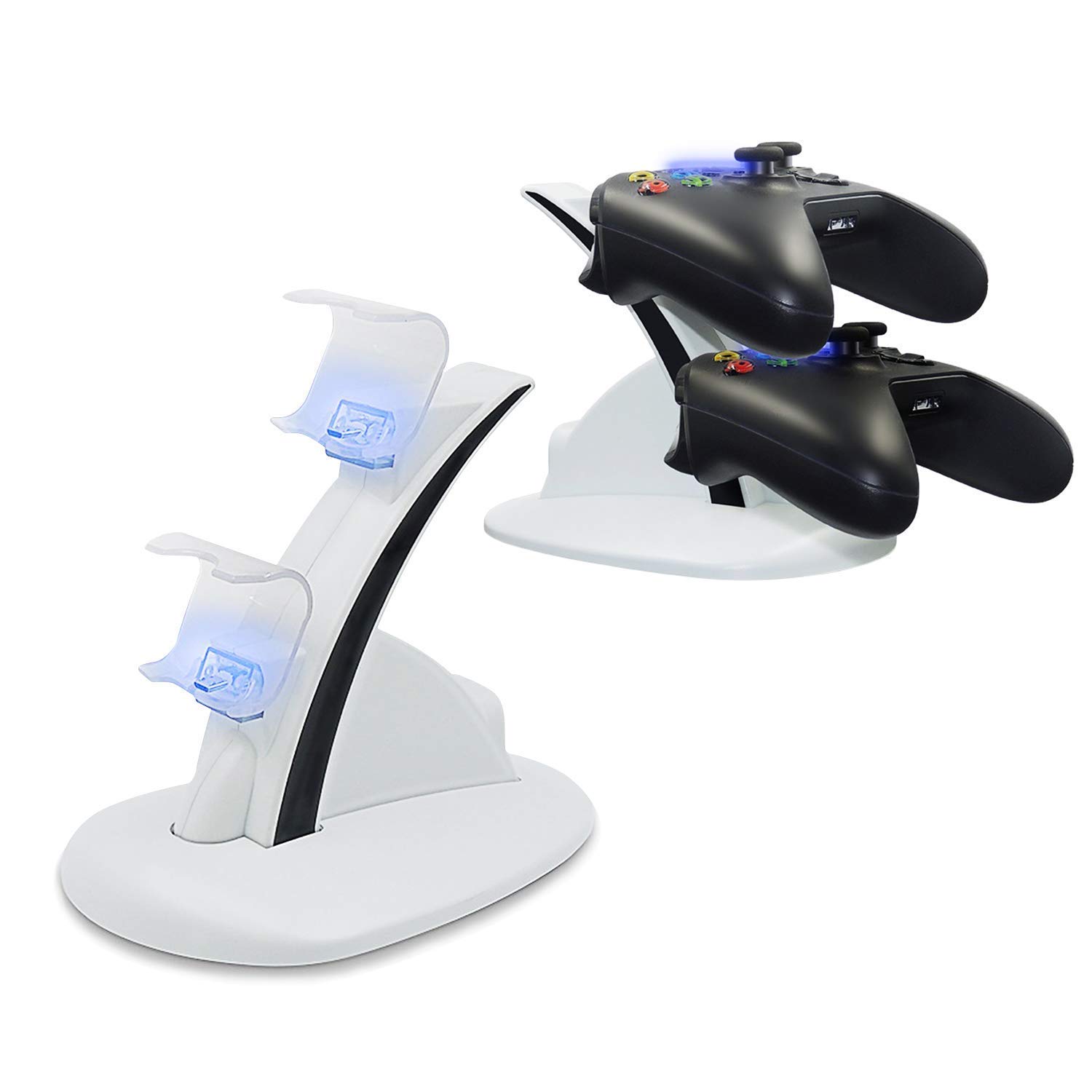 Loovbee Xbox One/One X/One S Controller Charger, Dual Quick Charging Docking Station Stand for Xbox One, One X, Xbox One S Controllers