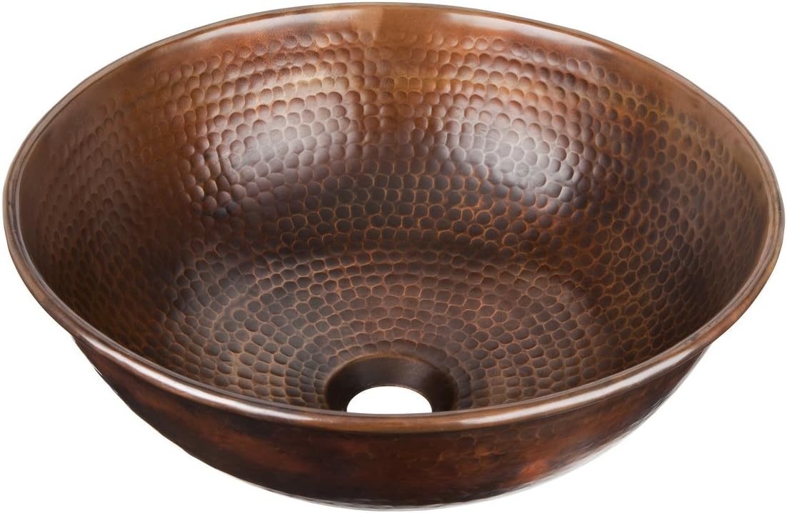 Thompson Traders (P-23-1223-BC) Copper Petit Manet Bathroom Sink, (14 x 13.5 x 5.5 Inches) - Black Copper