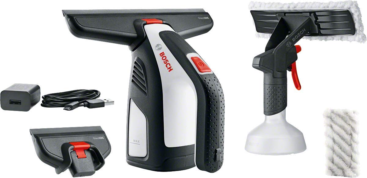 Bosch Cordless Window Vac GlassVAC (for Windows, Tiles, Mirrors and Shower, Running time: Approx. 35 Windows, in Carton Packaging)