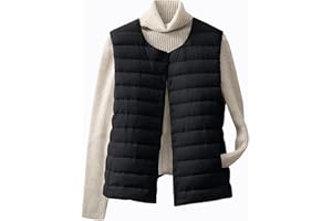 Women's Lightweight Down Vest Collarless Button Down Puffer Vests Sleeveless Quilted Jacket Waistcoat with Pockets