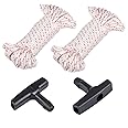 Sonku 2 Pack Recoil Starter Rope 10-Meter(Diameter:3.0mm), Pull Cord with 2 Pack Recoil Starter Handle for Husqvarna Stihl Poulan Lawn Mower Chainsaw/String Trimmer Edger Brush Cutter Engine Parts