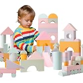 34 Large Foam Blocks for Toddlers - Pastel Stacking Soft Blocks for Kids | 34 jumbo soft EVA foam blocks in pastel colors - stack, build and float in the bath. Storage bag included. Non-toxic, ages 3+