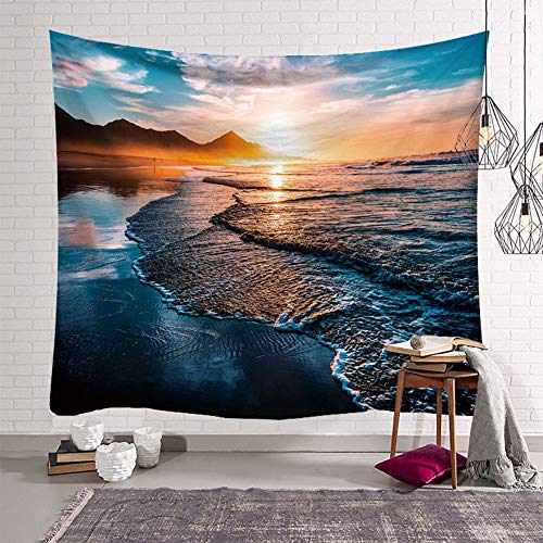 PinShang Pattern Wall Hanging Tapestry,Seaside Natural Scenery Series GT-000465 150x130 (Grinding)