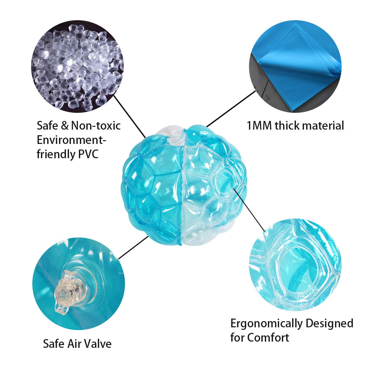 Sports Outdoor Play Sunshinemall 1 Pc Bumper Balls 1pcs Zjq Blue Clean 47inch Inflatable Body Bubble Ball Sumo Bumper Bopper Toys Heavy Duty Durable Pvc Vinyl Kids Adults Physical Outdoor Active Play