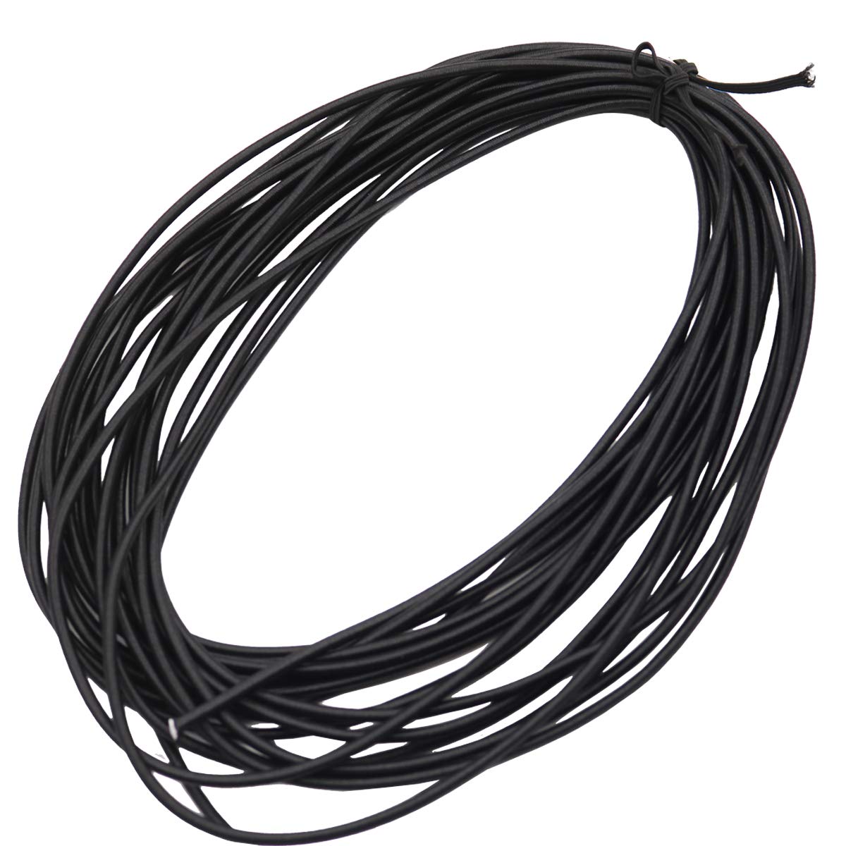 EKEV 1/8" × 25 ft Elastic Shock Cord Bungee Ropes - Black Heavy Crafting Stretch String from 10 25 50 & 100 Foot Lengths