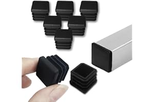 LOUZAGO 32 Pcs 3/4 inch Square Tubing End Caps, Plastic End Caps Insert Finishing Plug for Chair Legs, Pipe Post, Table Legs (Black, 19x19mm)