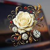 Pink Rose Diamond car Stickers (White)