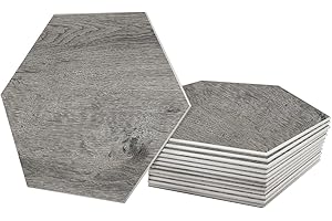 Avant Decor | Stone Composite Hexagon Wood Grain | Peel and Stick Kitchen Backsplash Tiles | Stick On Wall Tiles | Easy DIY Installation | 6” x 6.9” | Single Tile