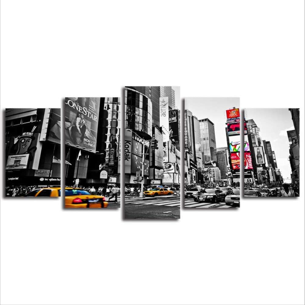 MCZQT 5 Panel Canvas Prints Wall Art Decor Cityscape Picture Square Wall Pictures Poster for Home Living Room Decor 30X40Cmx2 30X60Cmx2 30X80Cmx1 Framed
