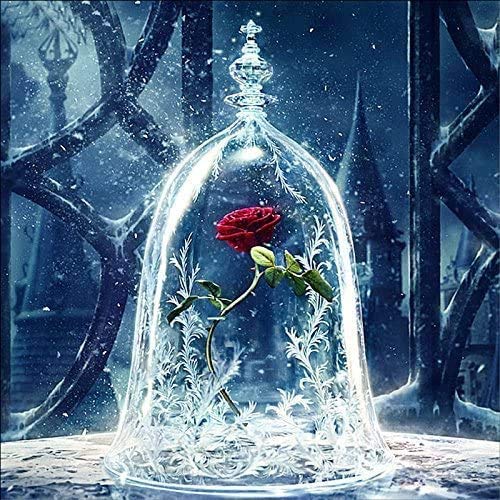 Ruiuzioong DIY 5D Diamond Painting by Number Kits, Painting Cross Stitch Full Drill Crystal Rhinestone Embroidery Pictures Arts Craft for Home Wall Decor Gift (Beauty and The Beast, 30 * 40)