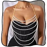 Nicute Pearl Body Chain Gold Chain Top Pearls Shoulder Jewelry for Women