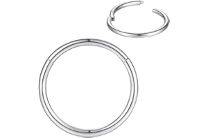 FOLLOWMOON 316L Surgical Steel Nose Rings Hoop Septum Clicker Hinged Segment Ring Lip Ear Piercing Earrings for Cartilage Hel