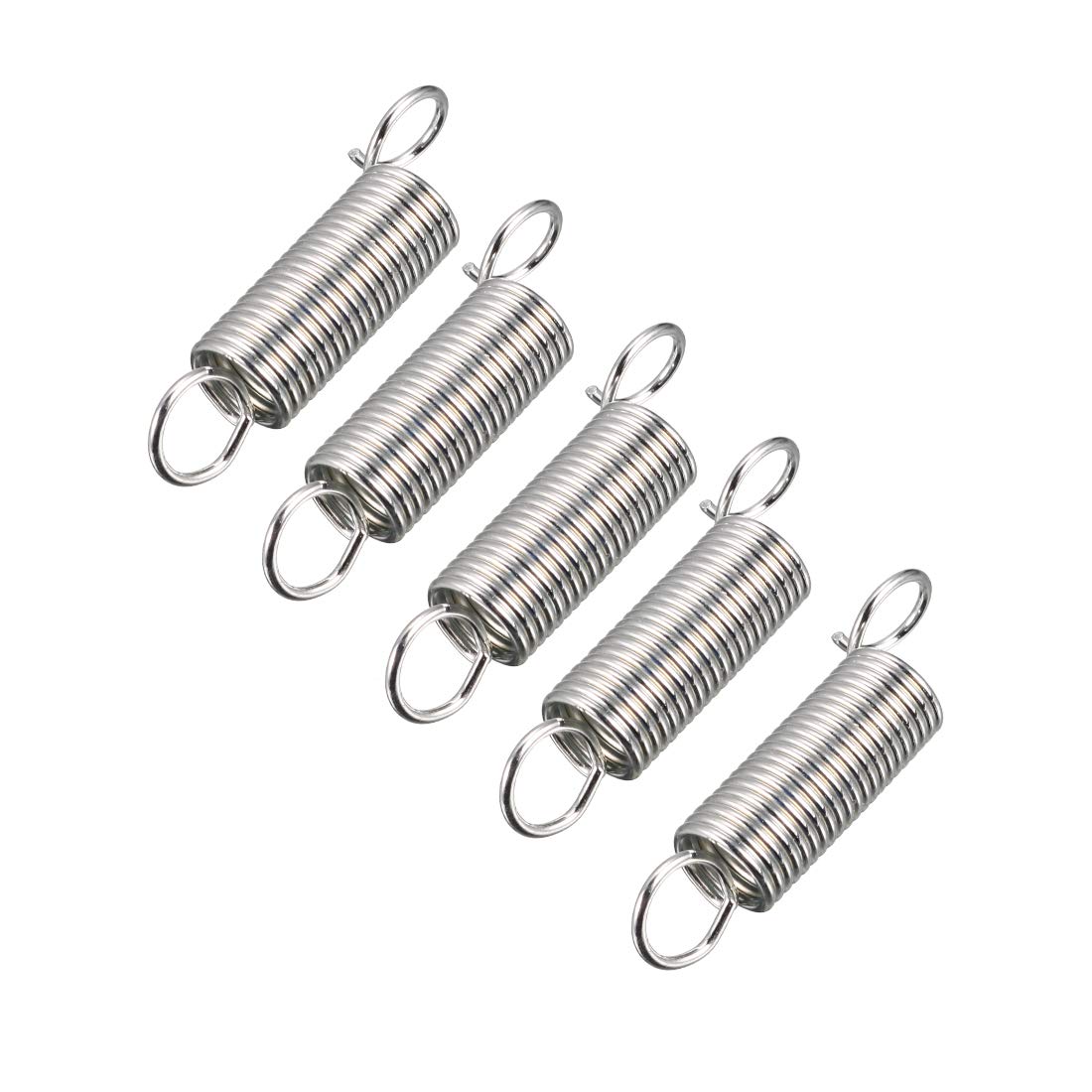 sourcingmap Extension Spring - 1.2mm Wire Dia, 10.5mm OD, 46mm Free Length Spring Steel Small Dual Hook Tension Spring 5pcs