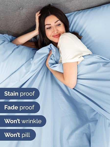 EXTRA DEEP QUEEN SHEET SET – 6 PIECE BREATHABLE AND COOLING SHEETS – HOTEL LUXURY BEDDING FOR WOMEN, MEN, KIDS & TEENS – EASY SECURE FIT – SOFT, WRINKLE FREE & COMFY – EXTRA DEEP POCKETS – LIGHT BLUE