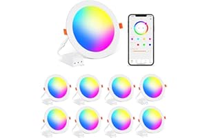 CHANGM Recessed Lighting 4 Inch Smart LED Recessed Ceiling Light Downlight Work with Alexa 12W 1050 LM Daylight 5000K & RGB Dimmable by APP, Million Colors - DIY Scenes - Timer - 23 Color Changing Modes