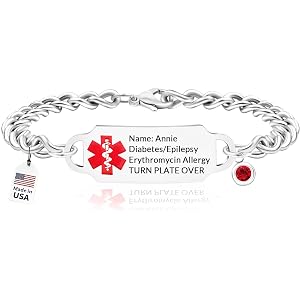 FCPFCP Personalized Medical Alert Bracelets for Women - Free Engraving Customizable Emergency Alert Bracelet Adjustable Medic