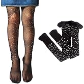 Little Girls Rhinestone Fishnet Tights Toddler Sparkle Glitter Stockings | Mesh Lightwight Leggings, Stretchy Wild Fashion, Black/White/Nude Color, For 1-16 Years kids Daily/Helloween Costumes Layer