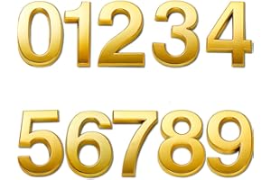HopeWan Mailbox Numbers, 2 Inch Door Address Numbers Stickers for Apartment/Office/Home Room, Golden Shinny, Pack of 1 Set, 10 Pcs 3D numbers.(2" 10 Pack (0-9), Brass)