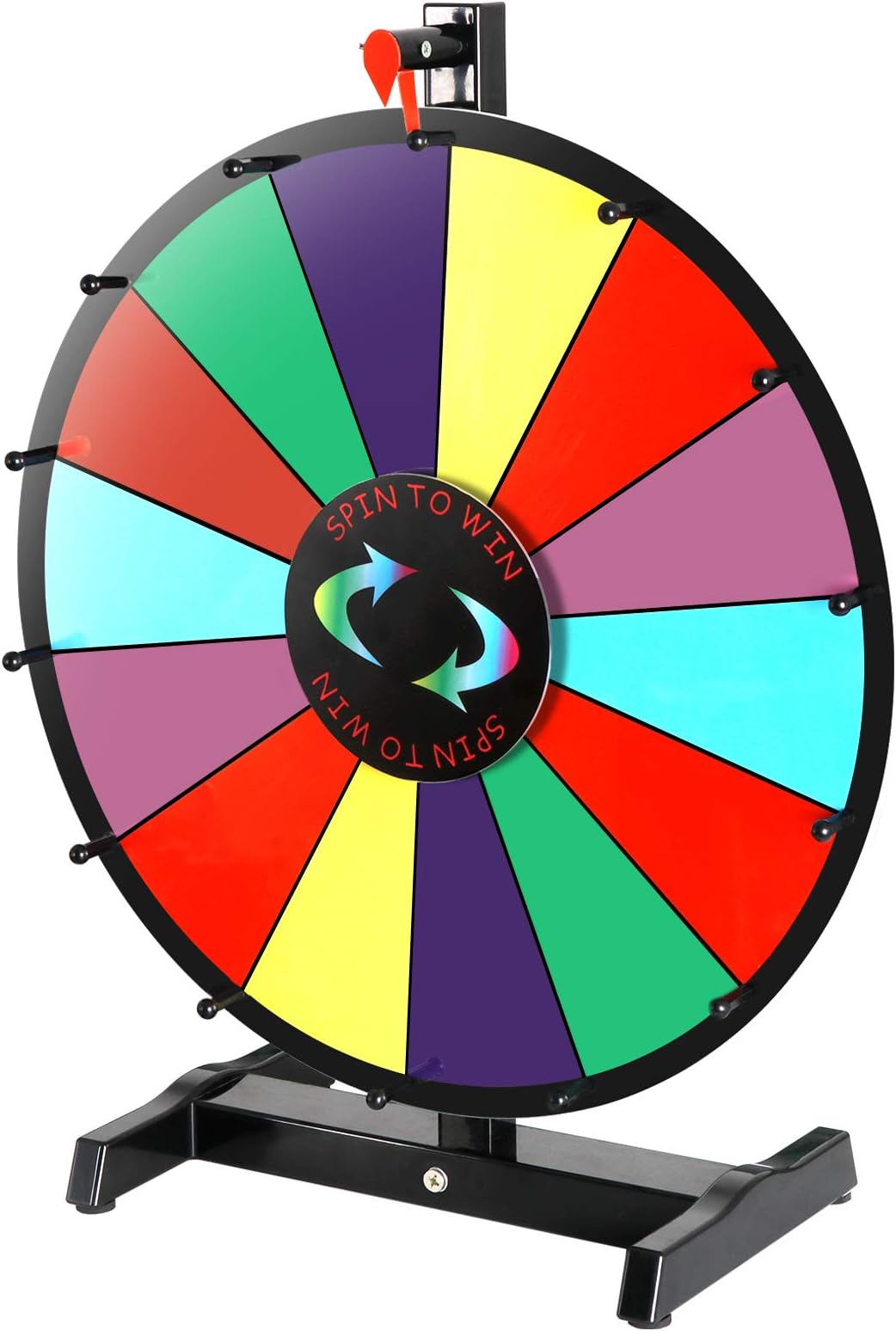 Oteymart 18 Inches Tabletop Spinning Prize Wheel 14 Color Slots Dry Erase Spin Wheel with Stand, for Party Trade Show