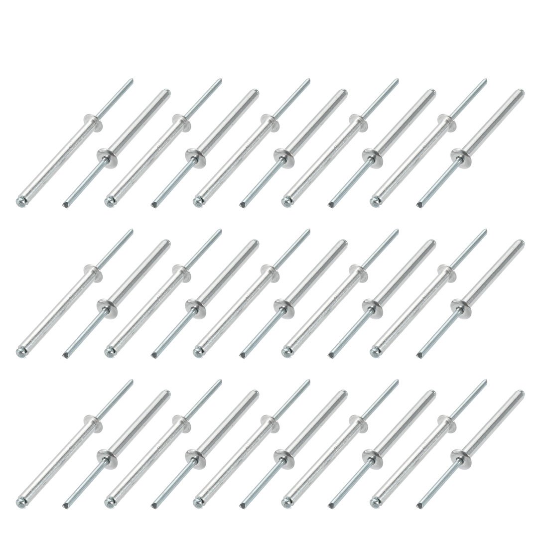 Sourcingmap 30 Pcs 5mm x 50mm Aluminum/Steel Open End Blind Rivets