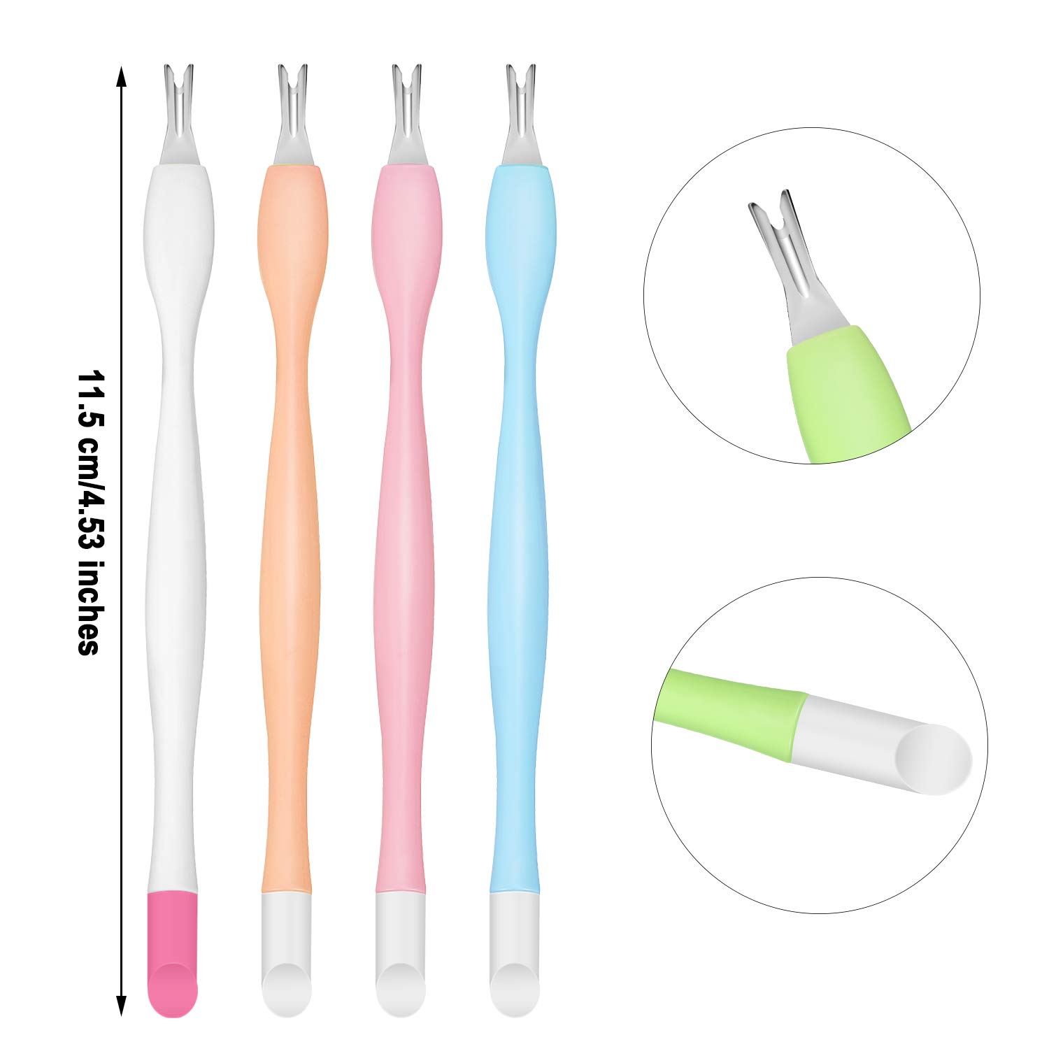 60 Pieces Cuticle Trimmer Remover Pusher Rubber Nail Cuticle Pusher Tipped Nail Cleaner Fork Double End Dead Skin Callus Removal Practical Nail Art Tools for Men and Women, 10 Colors : Beauty