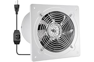 RLOZUI 8" Kitchen Exhaust Fan with Variable Speed Controller, 735CFM Wall Mount Ventilation Fans, Metal Attic Exhaust Fan, Small Fume Extractor Ventilation Fan for Kitchen Bathroom Shop Smoking Room Garage