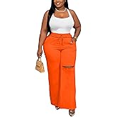 Hostoyo 2 Piece Sets for Women Lounge Sweatsuit Crop Tops Drawstring Ripped Wide Leg Pants with Pockets 2024 Tracksuit