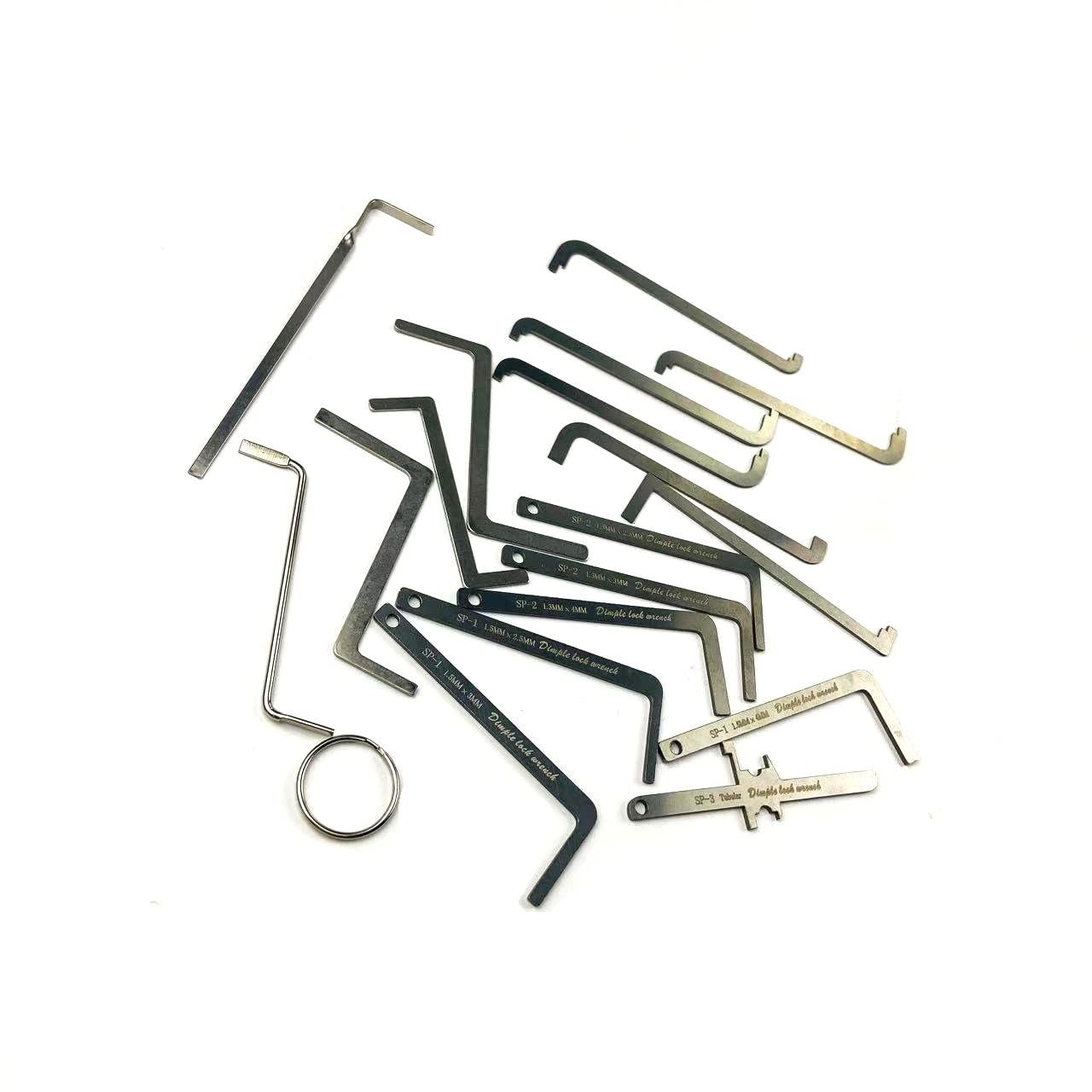 TPM Go 18pcs Lock Picking Tension Tool Kit - European Lock, Stainless Steel Crowbar Set