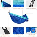 AnorTrek Camping Hammock Super Lightweight Parachute Nylon 110x55 Blue view 2