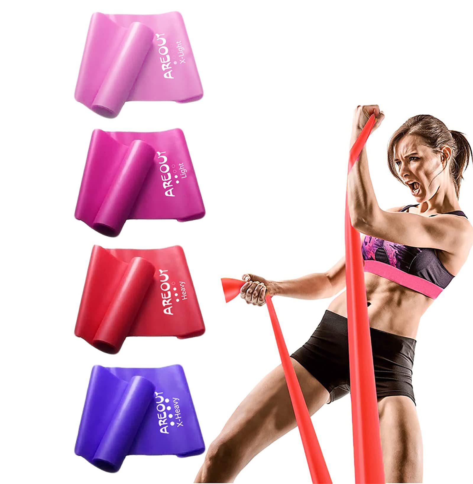 Resistance Bands Set, Exercise Bands for Physiotherapy Strength Training Yoga, Pilates, Stretching