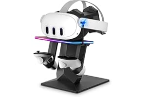 Bioherm Charging Dock Compatible with Meta Quest 2/ Quest 3/Quest 3S/Quest Pro，RGB Charging Vertical Stand，Accessories with Brightness Adjustment and 14 Light Effects Adjustment, Type-C Charging Port