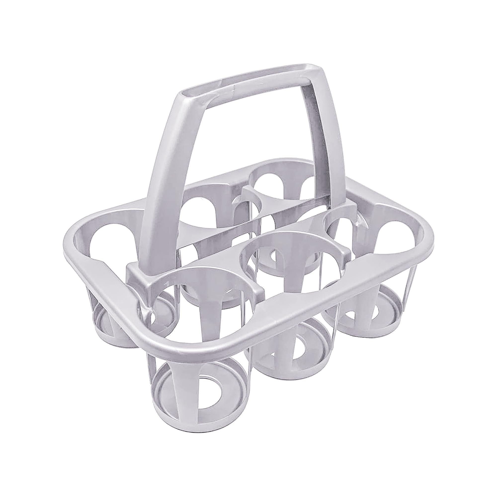 6 x Plastic Beer Garden Glass Collector Carrier Milk Bottle Holder Bottles Storage Saver Drinks Organizer Holding Container with Handle (Silver)