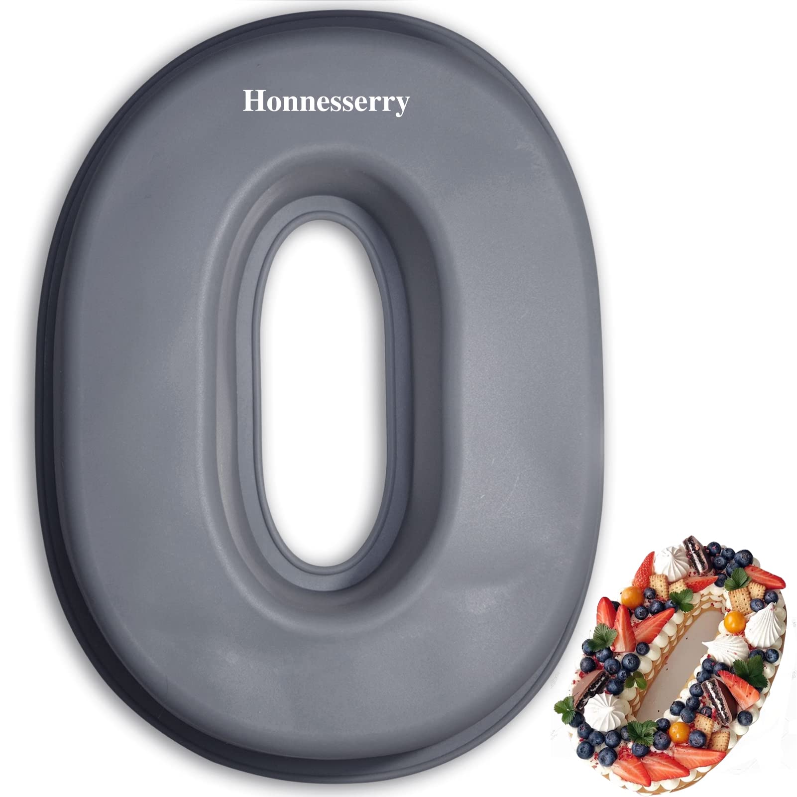 Honnesserry Number 0 Cake Tins, Non-Stick Silicone Number Baking Tins, Large Cake Moulds, Cake Pan for Birthday and Wedding Anniversary, BPA Free