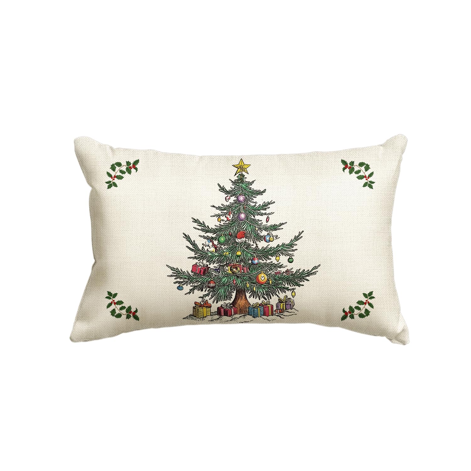 Photo 1 of ** DAMAGE STAIN** AVOIN colorlife Christmas Ball Holly Throw Pillow Cover, 12 x 20 Inch Gift Seasonal Winter Holiday Cushion Case Decoration for Sofa Couch