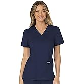 Cherokee Scrubs Top for Women Mock Wrap with 3 Pockets, Soft, 2-Way Stretch & Durable Fabric - WW610