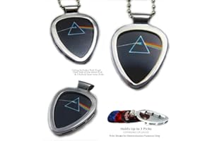 PICKBAY GUITAR PICK HOLDER PENDANT NECKLACE PICKBAY Guitar Pick Holder Pendant (Stainless Steel) w PINK FLOYD Dark Side of the Moon Guitar Pick (licensed pick)