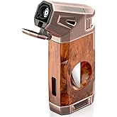 Cigar Torch Lighter, V Cigar Cutter and Lighter Set, Cool Cigar Gifts for Men
