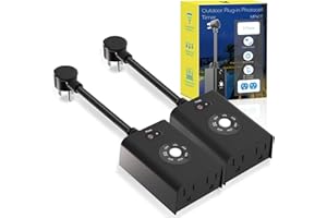 Minoston Outdoor Timer Outlet 2 Pack, Plug in Weather-Resistant Dusk to Dawn Timer Outlet for Outdoor Christmas Home Garden Lights, 2, 4, 6 or 8 Hours, 15A, 2 Grounded Outlets, ETL Listed(MP40T)