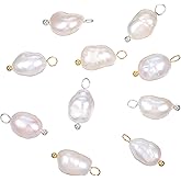 QfwdfcTrenz 10 Pieces Pearl Pendant Charms Smaller Pearl Charm with Metal Loops White Pearls Pendant Dangle Charms for DIY Jewelry Crafts Making Earrings Bracelets Necklaces