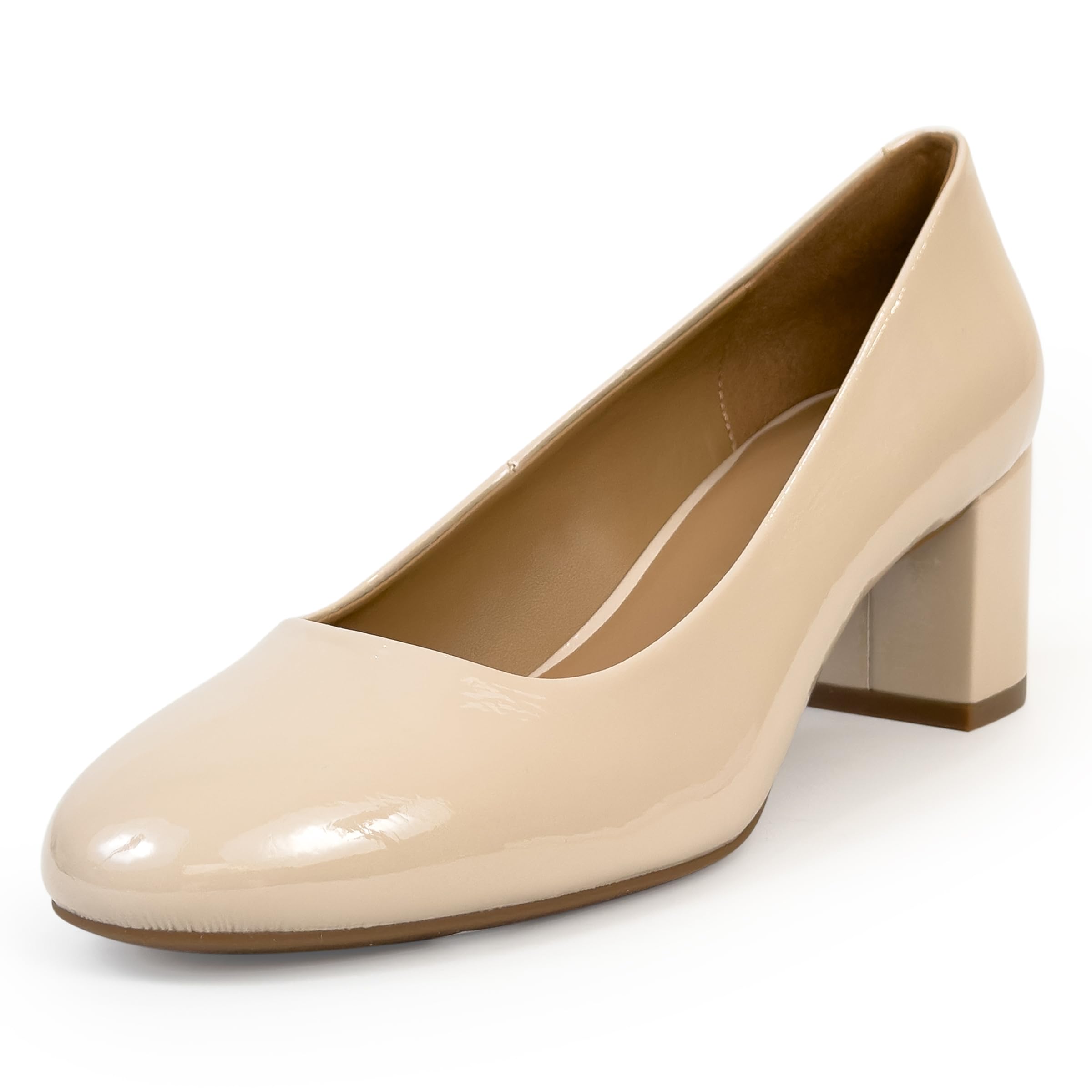 Aerosoles Women’s EBEL Pump, Stone Crinkle Patent Faux Leather, 7.5M