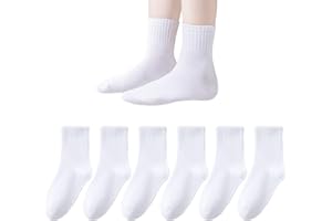 Marchare Kids Seamless Socks Boys Girls Cotton Athletic Socks School Ankle Socks with Retro Stripes 6 Pack