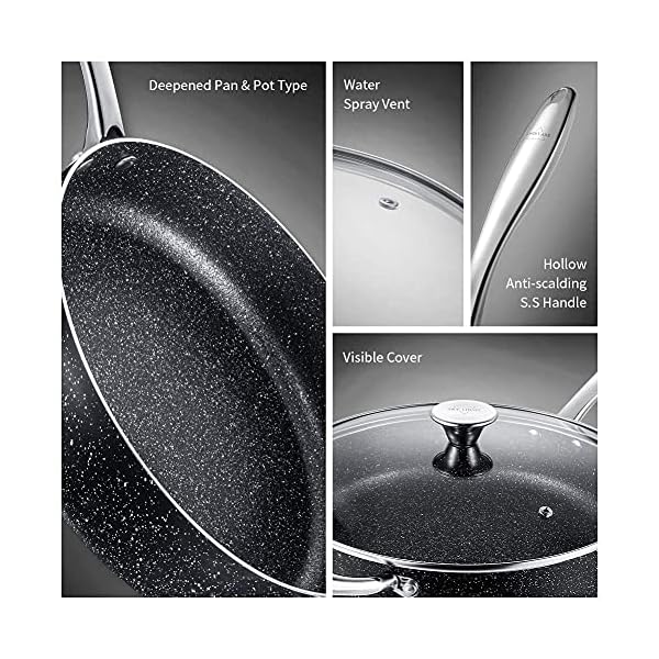 Nonstick-Cookware-Set-Induction-10-Piece-Stone-Derived-Cooking-Pots-and-Pans-with-Lids-Home-Kitchenware-with-Saucepan-Frying-Pan-Stockpot-Oven-Safe-GraniteGift-Box-Included-SKYLIGHT Nonstick Cookware Set Induction, 10 Piece Stone-Derived Cooking Pots and Pans with Lids, Home Kitchenware with Saucepan, Frying Pan, Stockpot, Oven Safe, Granite/Gift Box Included-SKYLIGHT