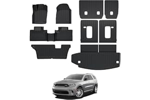 CARESA Floor Mats Cargo Liner Seat Back Covers 2nd 3rd Row for 2016-2023 Dodge Durango Accessories, All-Weather TPE Full Set MAT Fit 2nd Row Bench Seat (7-Passenger)