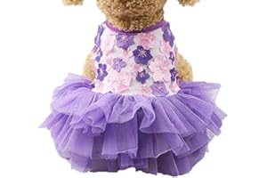 CLOPON Dog Dress Harness Girl Yorkie Clothes for Small Dogs Dresses for Puppies Girls Small Tutu Dress Purple M
