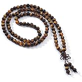 THEDAYEE 108 Mala Prayer Beads Bracelet 6mm Genuine Gemstone Healing Crystal Stone Beaded Bracelet Buddhist Tibetan Handmade Knotted Elastic Necklace for Yoga Meditation Unisex Women Men