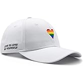 Wodeal LGBT Pride Baseball Hat, Embroidered Rainbow Heart Hat, Adjustable Gay Lesbian Love Cap for Men Women