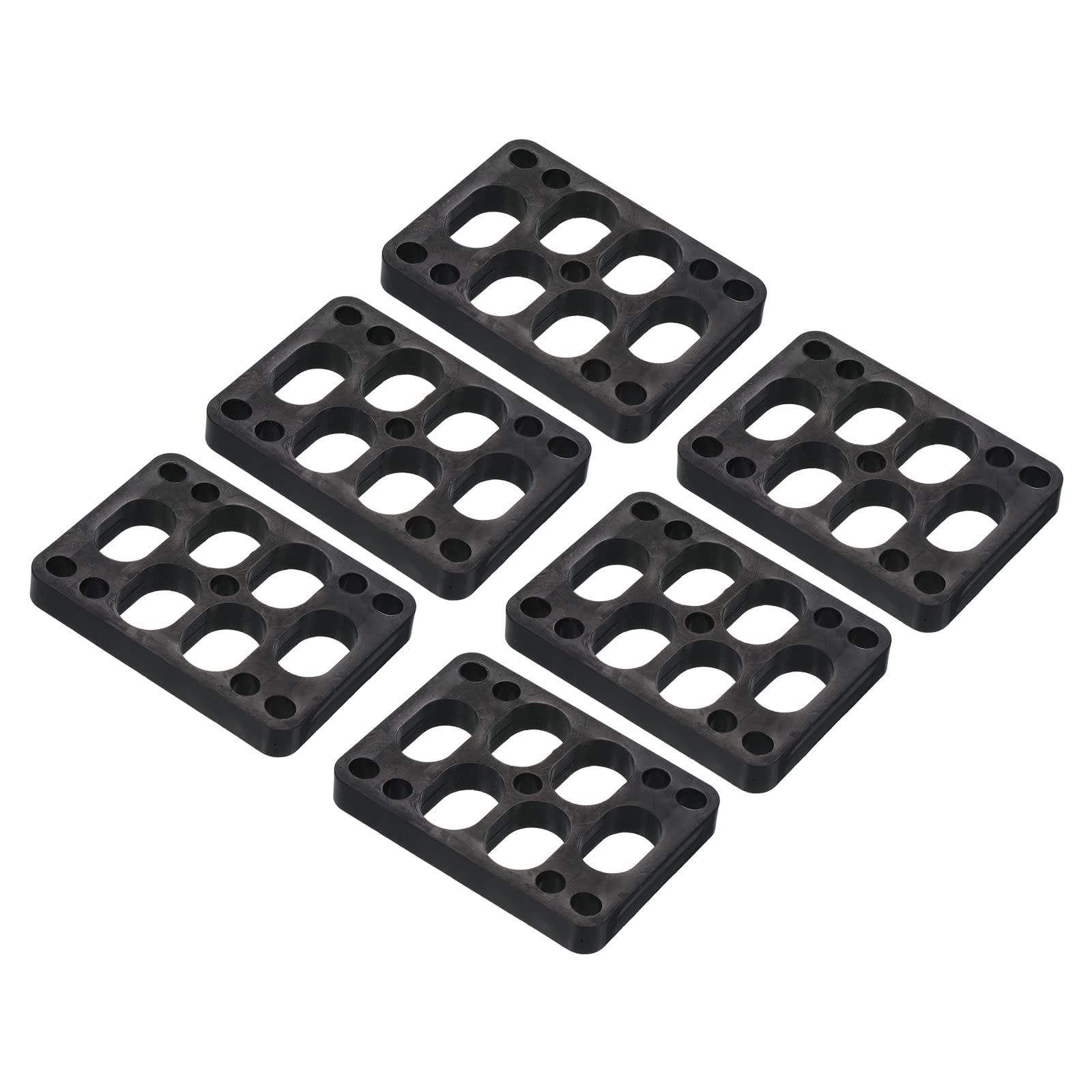 PATIKIL 9.5mm (0.37") Skateboard Riser Pads, 6 Pack Plastic Longboard Riser Pads Angled Wedge Shock Pads for Skateboard Truck, Black