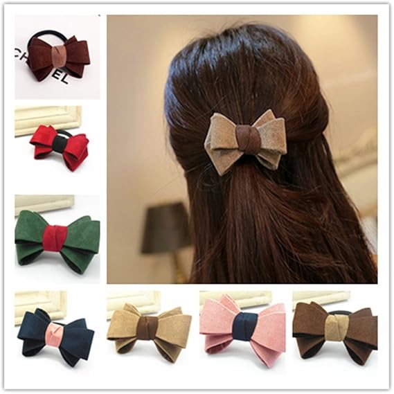 Lovef 10pcs Fashion Women Bow Hairband Hair Ties Scrunchie